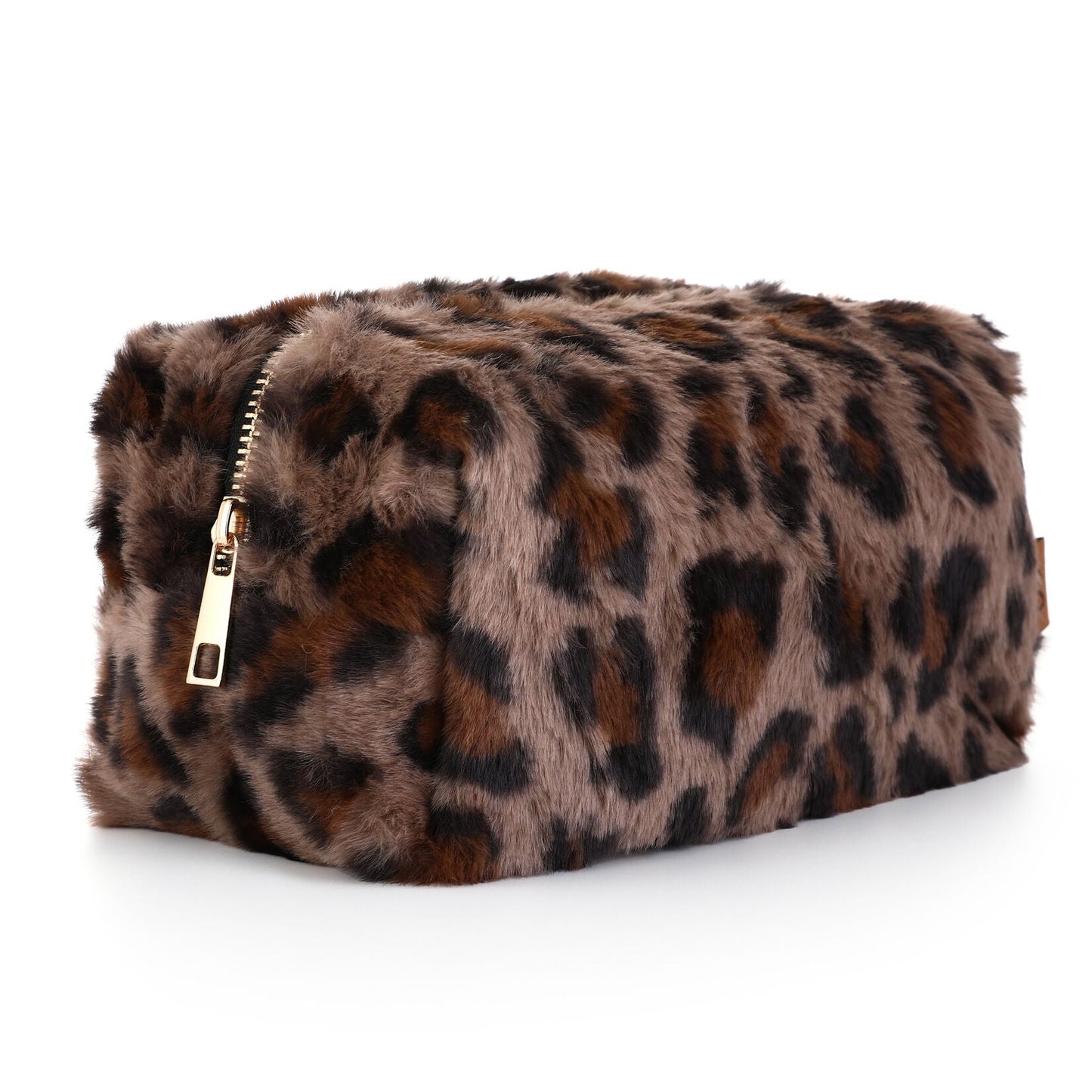 Make-up tas Faur Fur Luipaard bruin 20x10cm detail