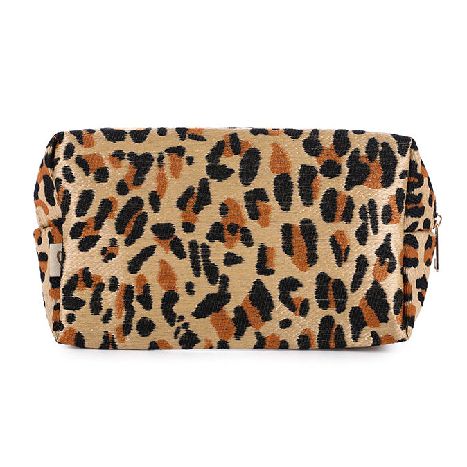 Make-up tas Luipaard khaki 22x14cm