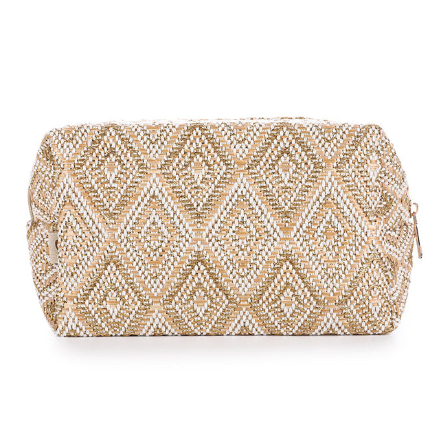 Make-up tas Ruit beige 22x14cm