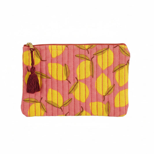 Make-up tas Citroen roze geel 21x13cm