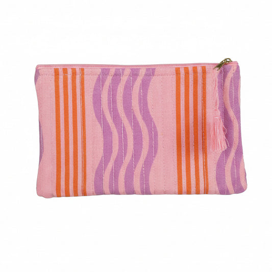 Make-up tas Streep roze paars oranje 21x13cm