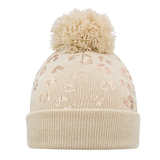 Muts Beanie Pompon Tijger beige