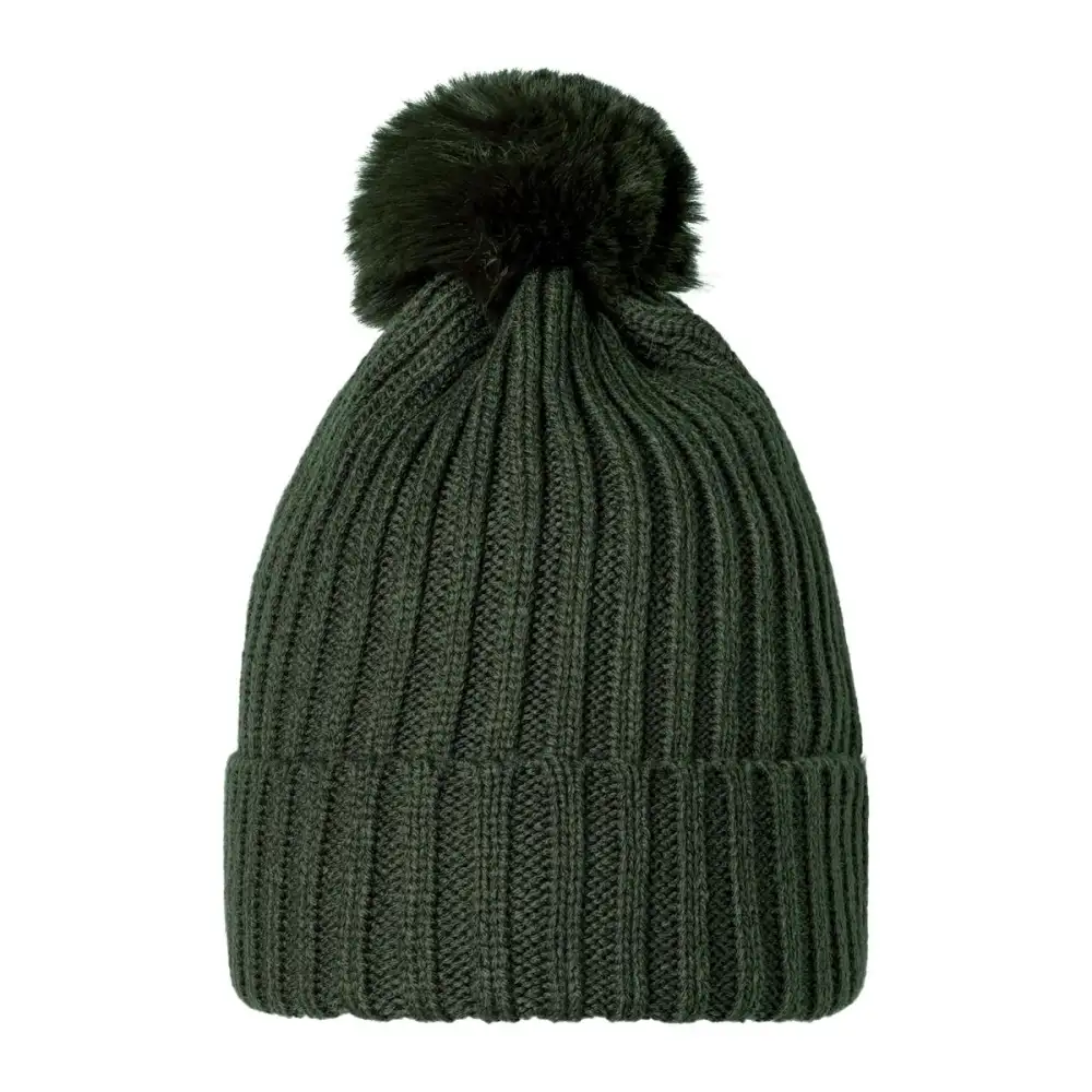 Muts Rib Knit Pompon groen