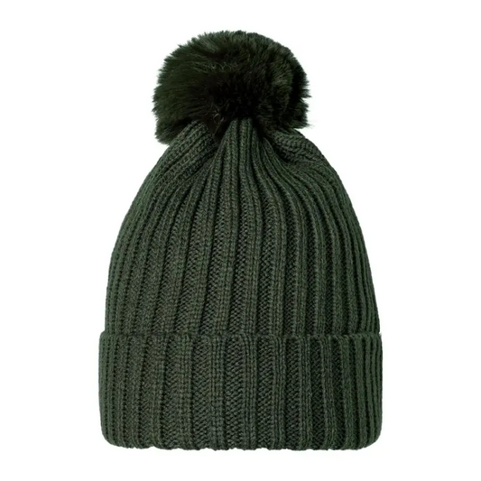 Muts Rib Knit Pompon groen
