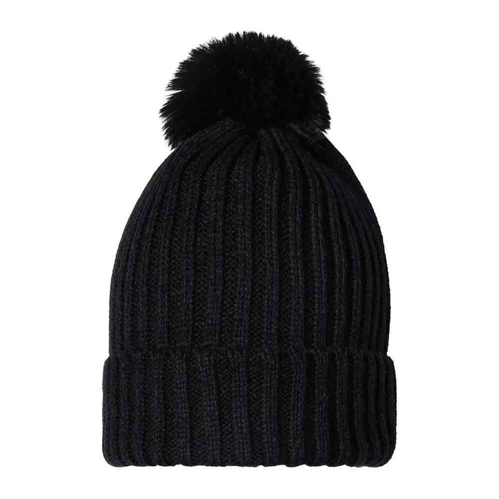 Muts Rib Knit Pompon zwart