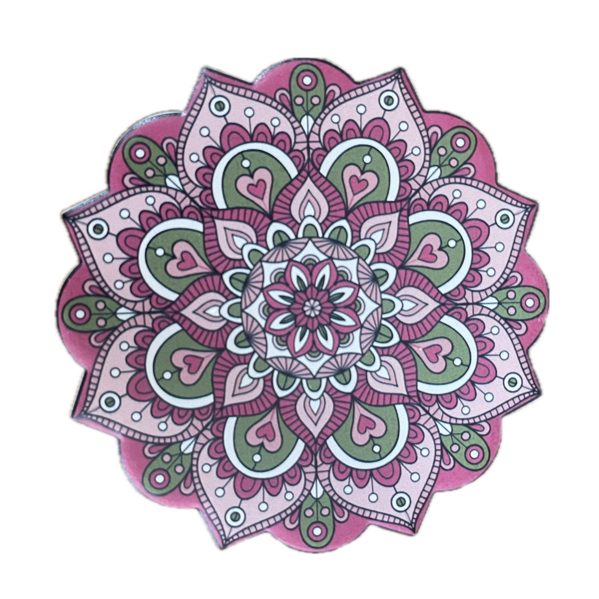 Onderzetter Mandala Bloem lichtroze roze 11x11cm