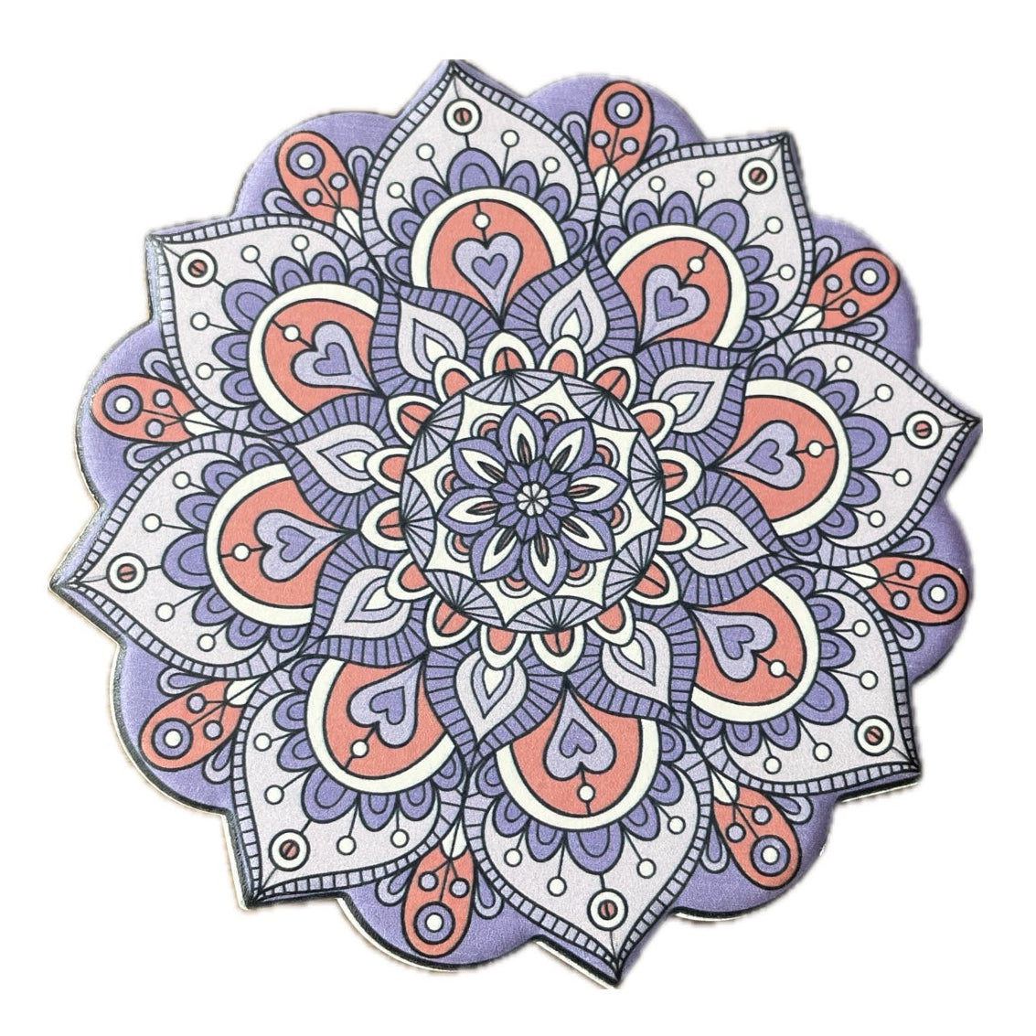 Onderzetter Mandala Bloem lila paars 11x11cm