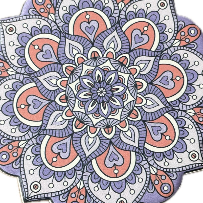 Onderzetter Mandala Bloem lila paars 11x11cm