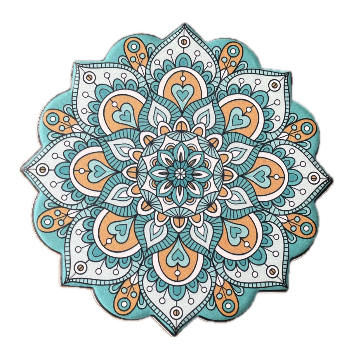 Onderzetter Mandala Bloem mintgroen turquoise 11x11cm