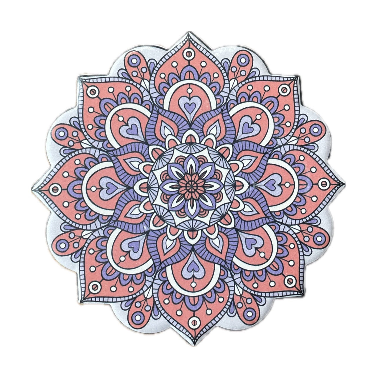 Onderzetter Mandala Bloem oranje lila 11x11cm