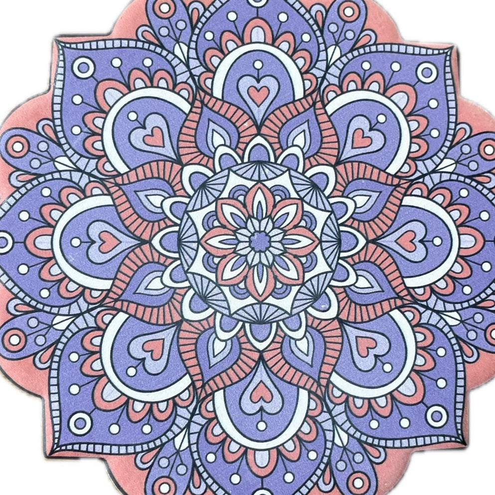 Onderzetter Mandala Bloem paars oranje 11x11cm