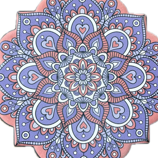 Onderzetter Mandala Bloem paars oranje 11x11cm