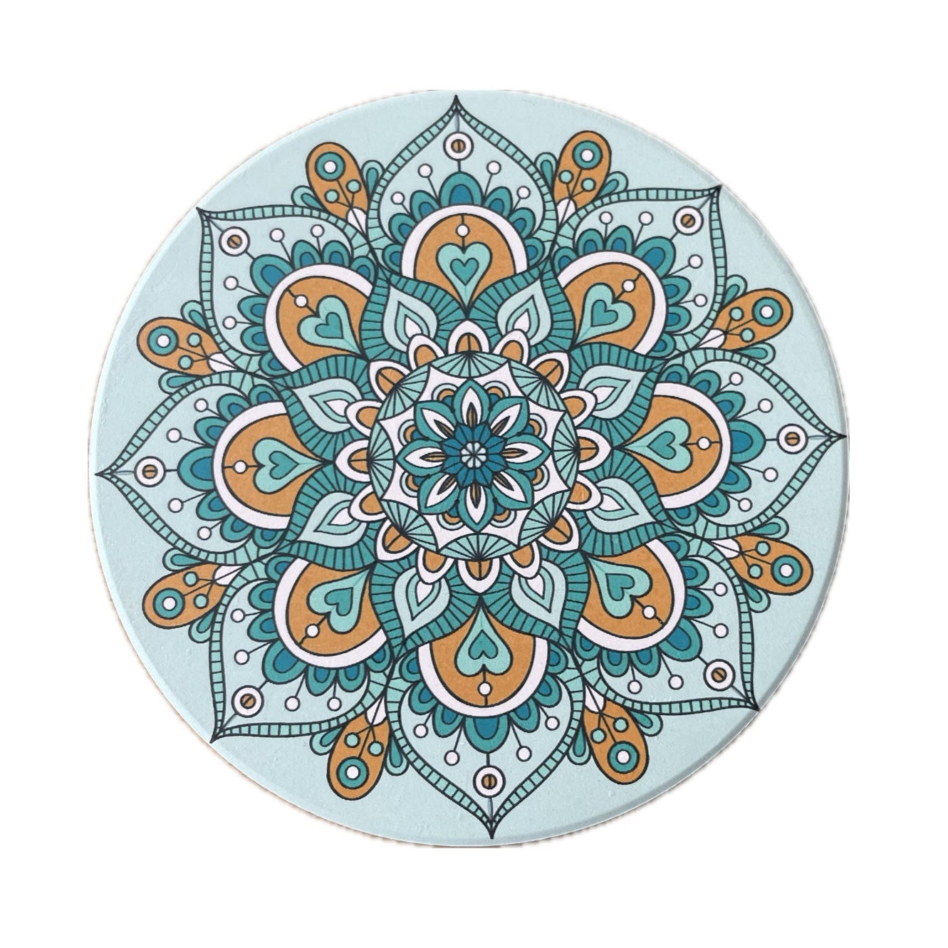 Onderzetter Mandala Rond donkergroen mintgroen 11x11cm