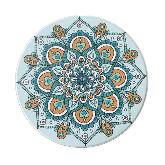 Onderzetter Mandala Rond donkergroen mintgroen 11x11cm