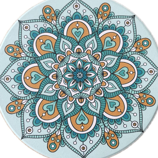Onderzetter Mandala Rond donkergroen mintgroen 11x11cm