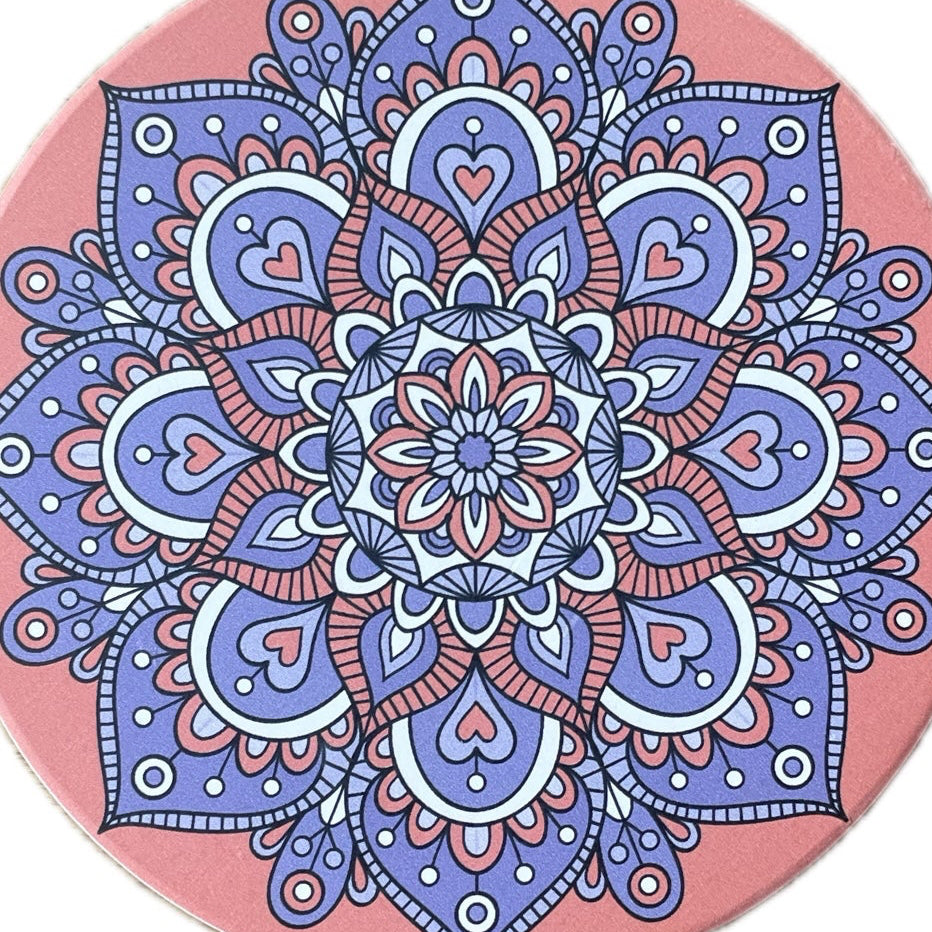 Onderzetter Mandala Rond paars oranje 11x11cm