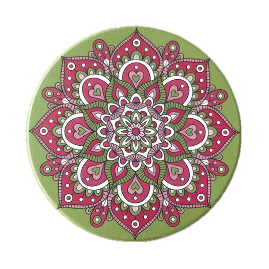 Onderzetter Mandala Rond roze groen 11x11cm