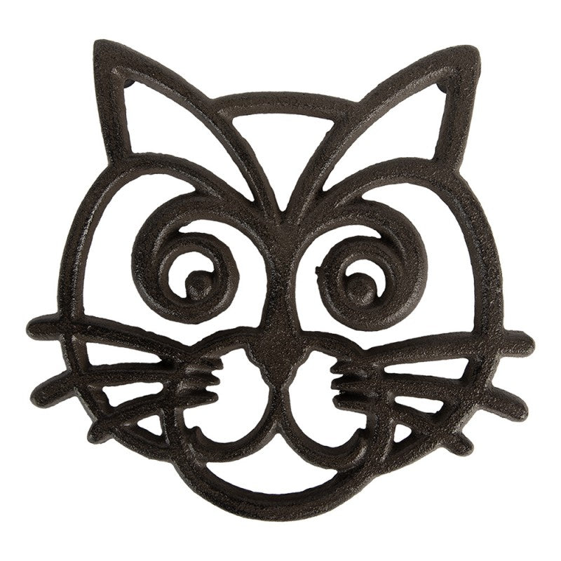 Onderzetter Pannen Kat bruin 16x17x2cm