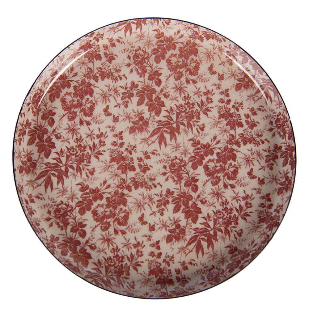 Onderzetter Bloemen metaal wit rood 11x11cm