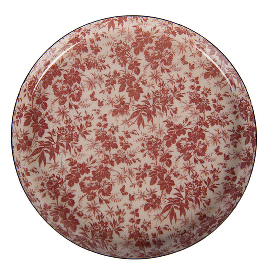 Onderzetter Bloemen metaal wit rood 11x11cm
