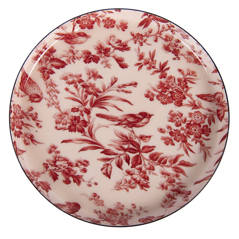 Onderzetter metaal wit rood 11x11cm