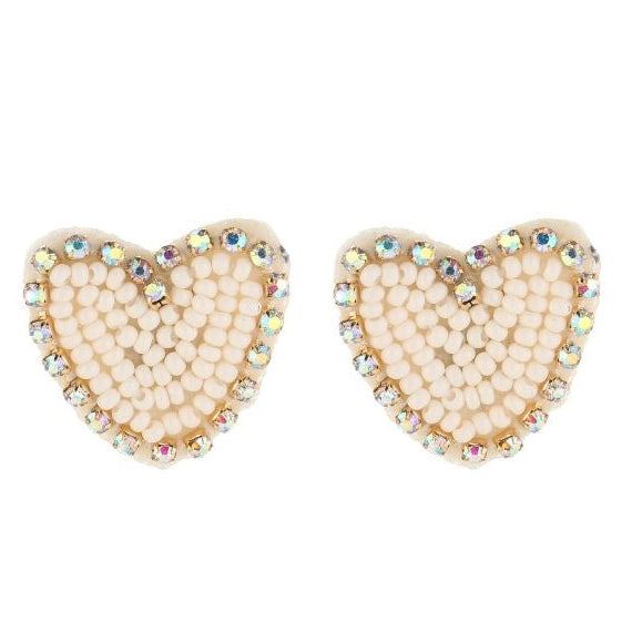 Oorbellen Beads Hart crème