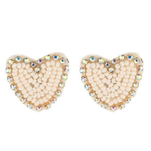 Oorbellen Beads Hart crème