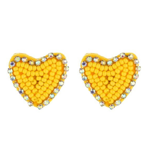 Oorbellen Beads Hart geel
