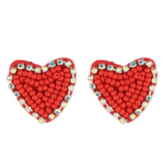 Oorbellen Beads Hart rood