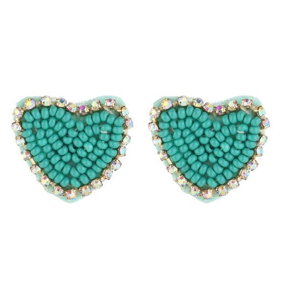 Oorbellen Beads Hart turquoise