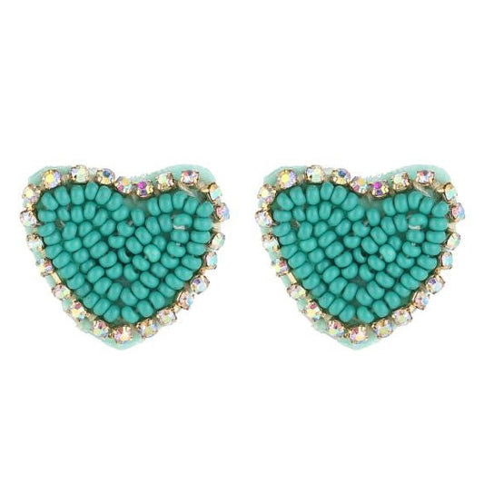 Oorbellen Beads Hart turquoise