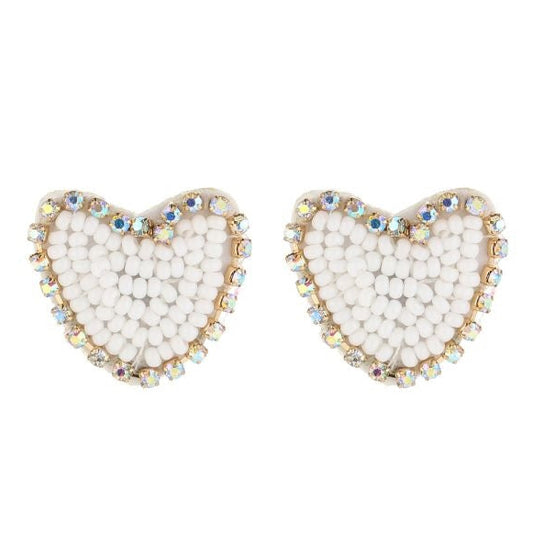 Oorbellen Beads Hart wit
