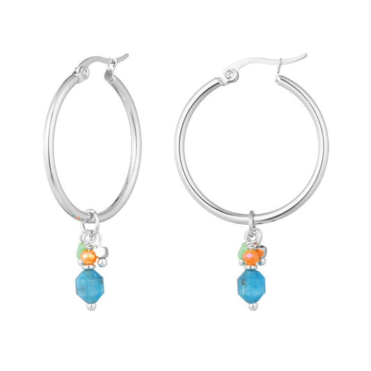 Oorbellen Bedel Party zilver blauw