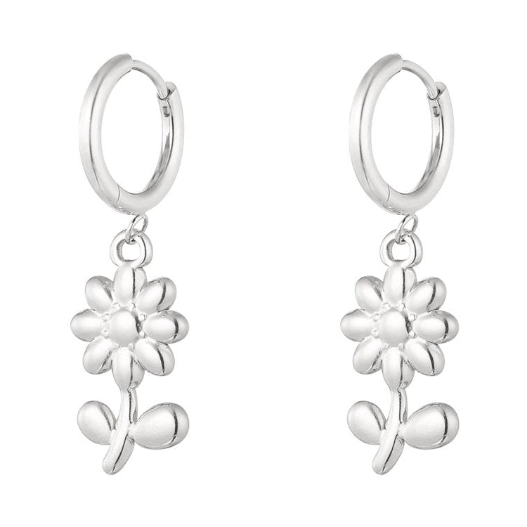 Oorbellen Bloem Bedels zilver