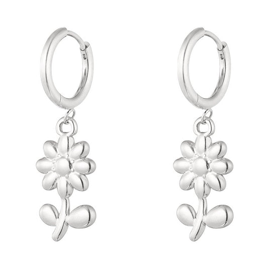 Oorbellen Bloem Bedels zilver
