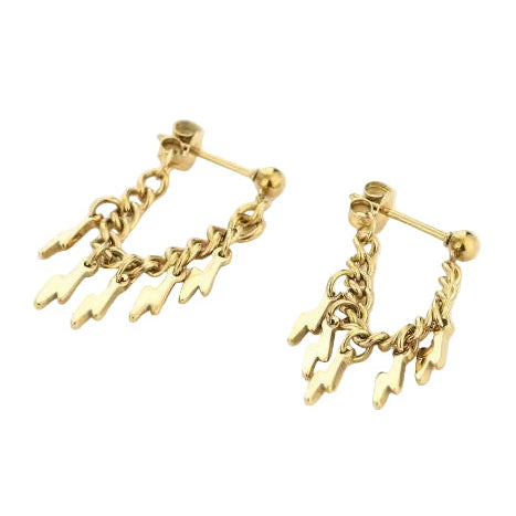 Oorbellen Chain Bliksem goud liggend