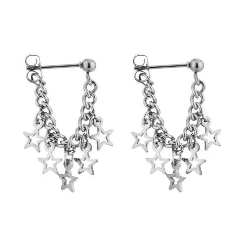 Oorbellen Chain Open Sterretjes zilver