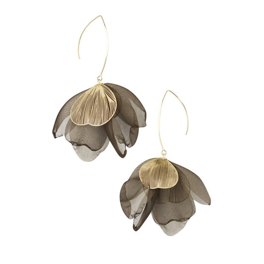 Oorbellen Charming Flower goud bruin