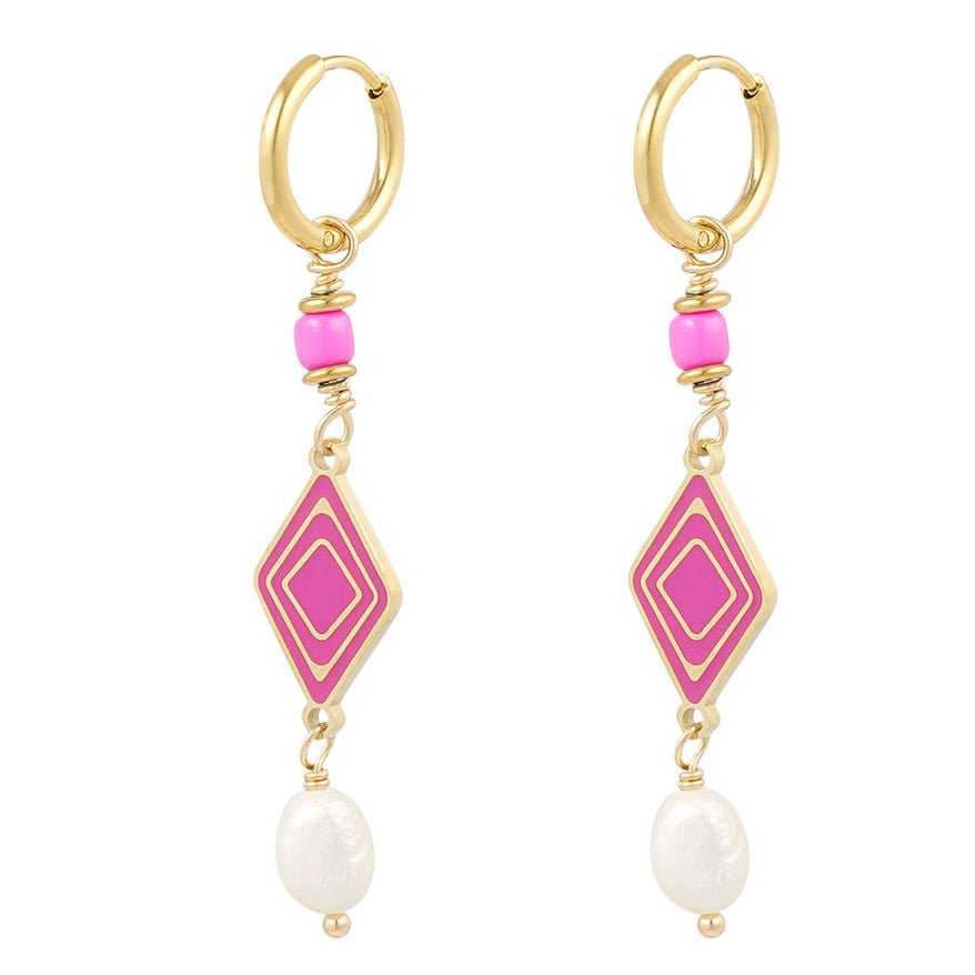 Oorbellen Colorful Miracle goud roze