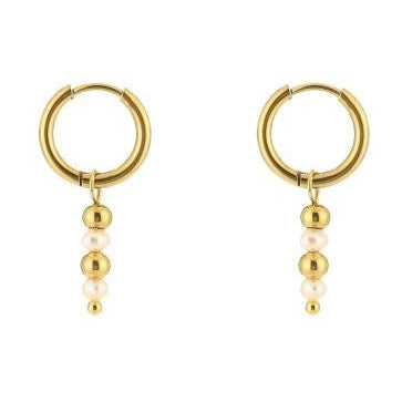 Oorbellen Dots and Pearl goud