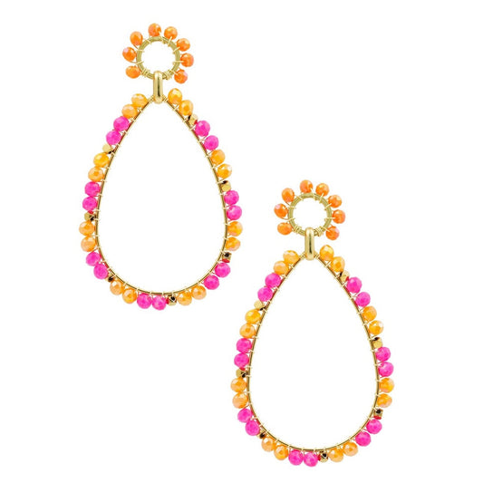 Oorbellen Druppel Hanger met Kralen goud oranje