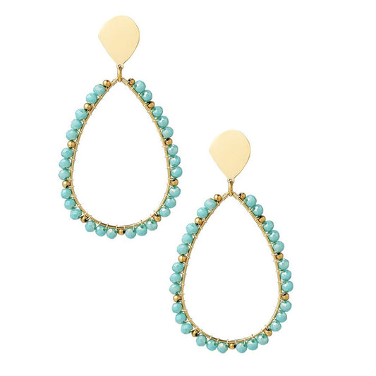 Oorbellen Druppel Kraaltjes goud blauw