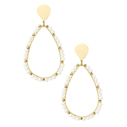 Oorbellen Druppel Kraaltjes goud wit