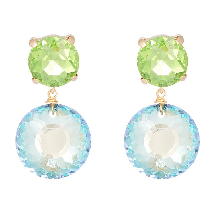 Oorbellen Dubbele Diamanten goud blauw