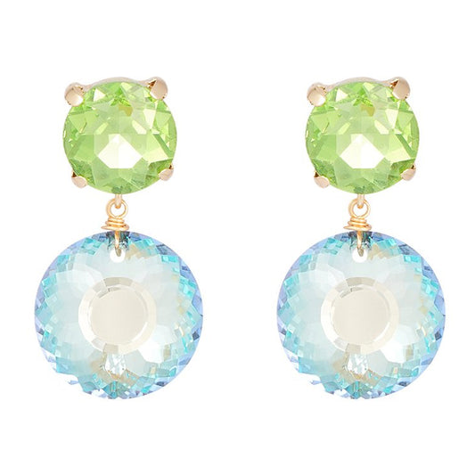 Oorbellen Dubbele Diamanten goud blauw