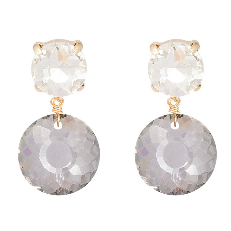 Oorbellen Dubbele Diamanten goud grijs