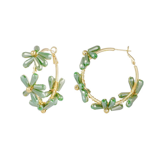Oorbellen Flowering Rings goud groen