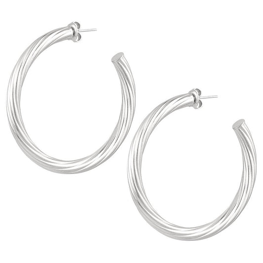 Oorbellen Gedraaide Streep zilver