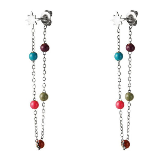 Oorbellen Gekleurde Bolletjes zilver multi