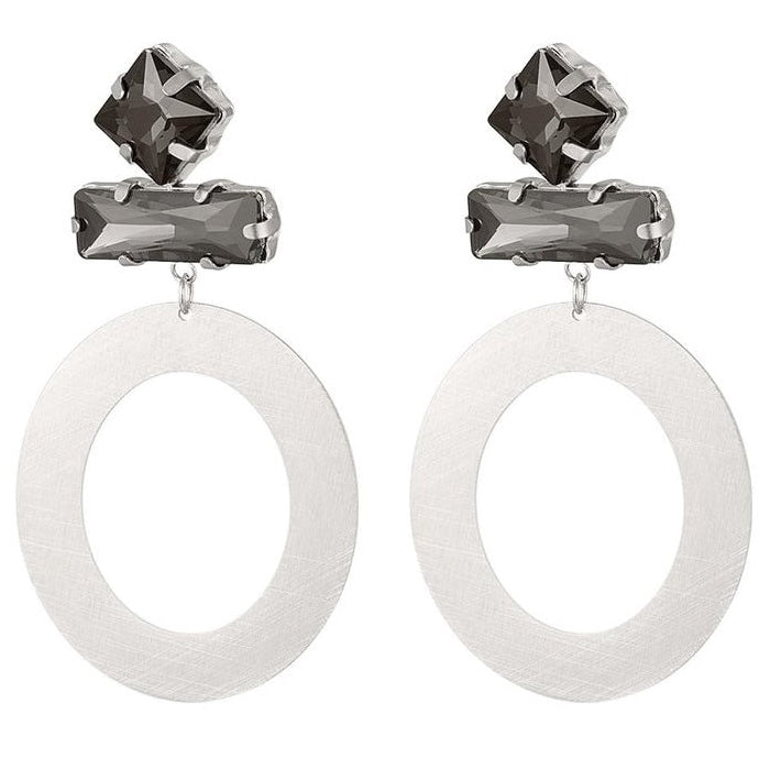 Oorbellen Glaskralen zilver grijs